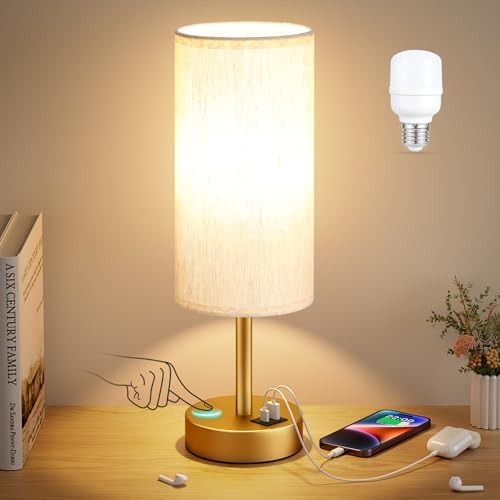 Dicoool Bedside Table Lamp for Bedroom - 3-Way Dimmable Touch Lamp, USB A+C - Image 6