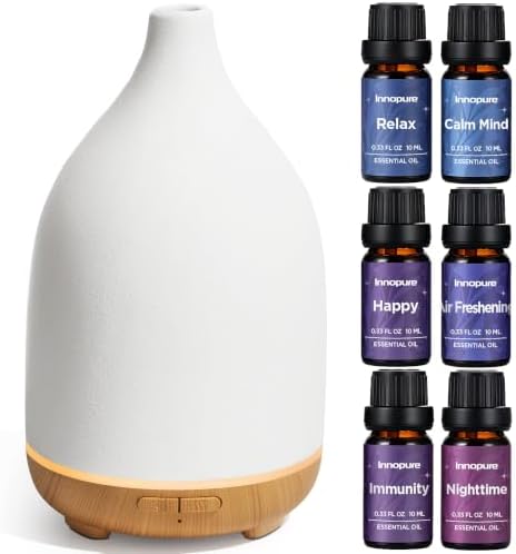 InnoGear 150ml Ceramic Diffuser for Home & 6 Essential Oils Scent Gift Set by InnoGear