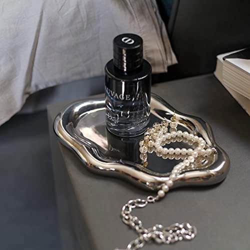 Jewelry Dish Trinket Tray for Women, Ring Dish Holder, Unique Cloud Shape Ceramic Plate Cute Things Vanity Aesthetic Room Decor Mother's Day Birthday (Silver) - Image 4