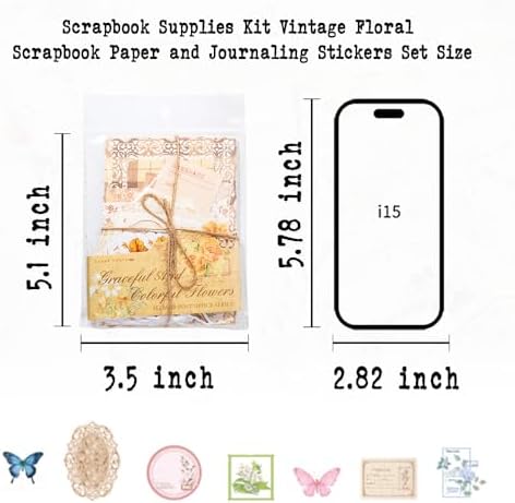 400-Piece Vintage Floral Scrapbook Kit, Paper & Stickers, 4 Color Themes - Image 6