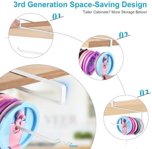 2-Pack Tumbler Lid Organizer, Round Wire Fits Straw and Drink Lids White - Image 5
