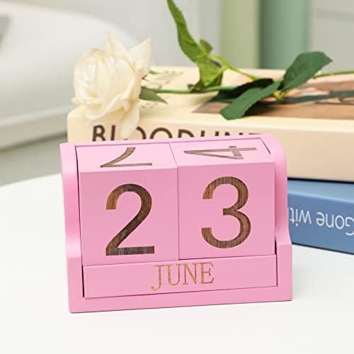 Wooden Perpetual Calendar,Desk Calendar Block,Office Desk Decor Accessories by PHOENANCEE
