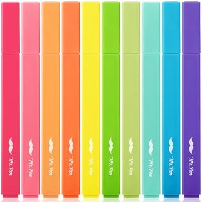 Mr. Pen- Aesthetic Highlighters No Bleed, 10 Pack, Assorted Colors | Chisel Tip, Cute Highlighters Assorted Colors for Journaling, Highlighting, Underlining, Fast Dry, Back to School Supplies by MrPen