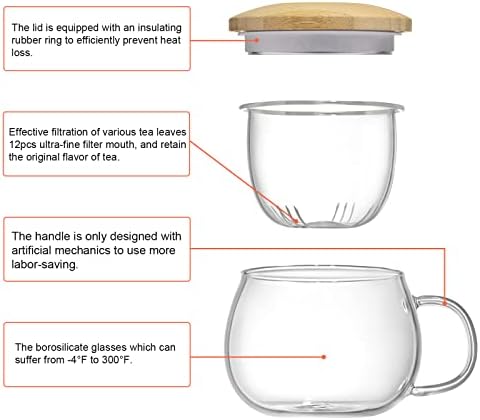 13oz Clear Glass Tea Mug with Filter and Lid for Blooming & Loose Leaf Tea - Image 5