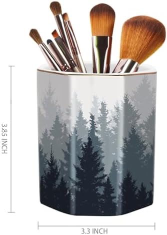 Pencil Pen Holder for Desk, Cute Makeup Brush Holder, Desktop Supplies and Accessories for Women Students, Art Supply Caddy, Forest Pattern - Image 2