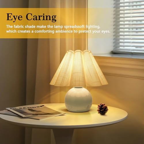 Light Blue Small Touch Control Table Lamp for Bedroom,Blue Bedside Lamps for Nightstand,Cute Mini Small Table Lamps for Small Spaces with Scalloped Shade for Kitchen Counter,Bookshelf,Living Room - Image 5