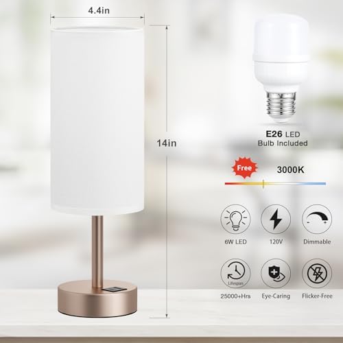 Dicoool Bedside Table Lamp for Bedroom - 3-Way Dimmable Touch Lamp, USB A+C - Image 5