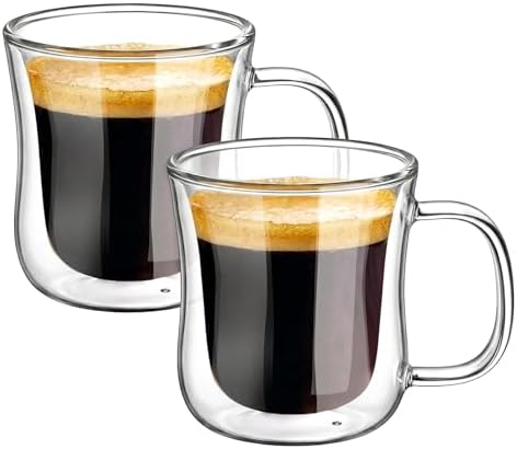 ecooe Espresso Cups 4 Oz Double Walled Glasses Coffee Mugs Set of 2 120 ml by ecooe