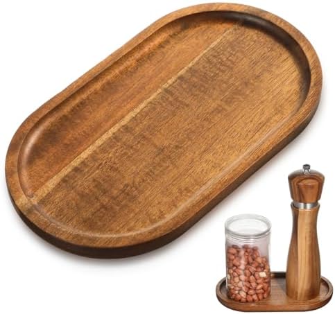 Small Wood Tray, 7.3"x 4" Mini Wooden Serving Tray Bathroom Countertop Organizer Trays Wood Counter Plates for Coffee Tables, Dessert, Snack, Fruit, Vegetable, Decor Restaurant by Unknown