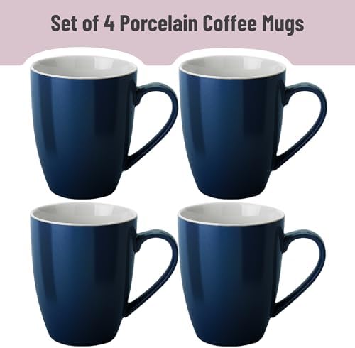 BTaT- Porcelain Coffee Mugs Set, 16 Ounces, 4 Pack, Black Ceramic Coffee Mugs with Handle, Restaurant Cups for Mocha, Tea, Cappuccino, Cocoa, Cereal, Mug Gift Set, Dishwasher Safe - Image 2