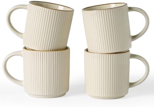 famiware Coffee Mug Set of 4, Star 12 oz Ceramic Mugs Cups Set with Handle by Famiware
