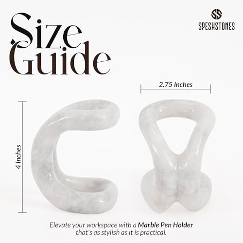 Marble Pen Holder for Desk, 4 Inch White Pencil Holder - Image 6