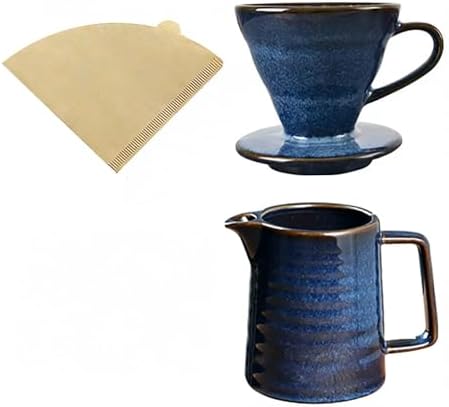 Pour‑Over Coffee Maker, Starry‑Blue V60 Ceramic Pour‑Over Coffee Pot, 450ml Pour‑Over Coffee Dripper, Comes with 40‑Pack Coffee Filters by Unknown