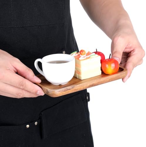 Small Acacia Wood Serving Trays, 4 x 7.5 inch Rectangle Wooden Trays Mini Charcuterie Boards Natural Wood Boards Small Cheese Board for Tea Coffee Kitchen - Image 4