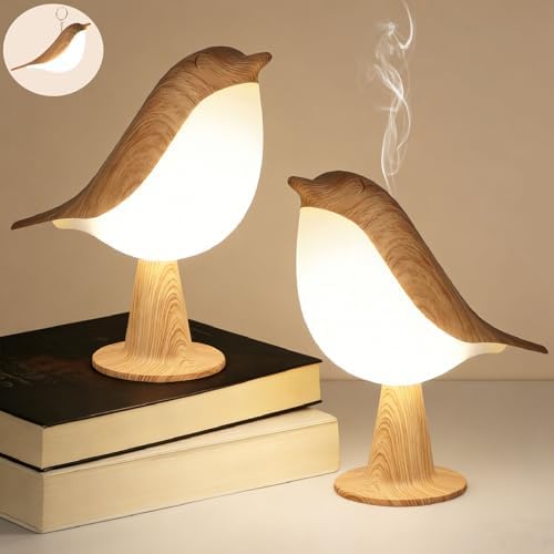 VoMii Bird Desk Lamp Set of 2, Small Table Lamp Cordless Touch Dimmable Night Light with 3 Color Temperature, Rechargeable Decorative Lamps for Bedroom Bedside Nightstand, Desk Decor, Bird Gifts by vomii