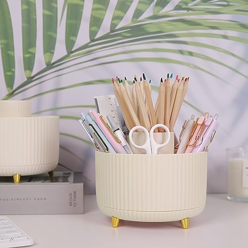 SKYDUE 2 Pack Pen Holder, 360 Degree Rotating Pencil Holder for Desk Organizer, Rotating Desktop Pen Organizer with 5 Slots, Office Supplies, Pencil Cup for Office, School, Home - Image 5