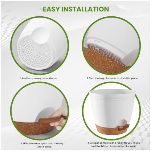 Utopia Home Self Watering Pots for Indoor Plants 6.8"/6.4"/5.9"/5.5"/4.9", Planters for Indoor Plants, Multi-Size Flowerpot, Set of 10 Plant Pots with Drainage & Reservoir (White) - Image 6