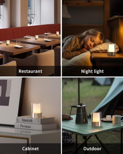 4" Gold Cordless Table Lamp 2 Pack, Outdoor Rechargeable Lamp - Image 6