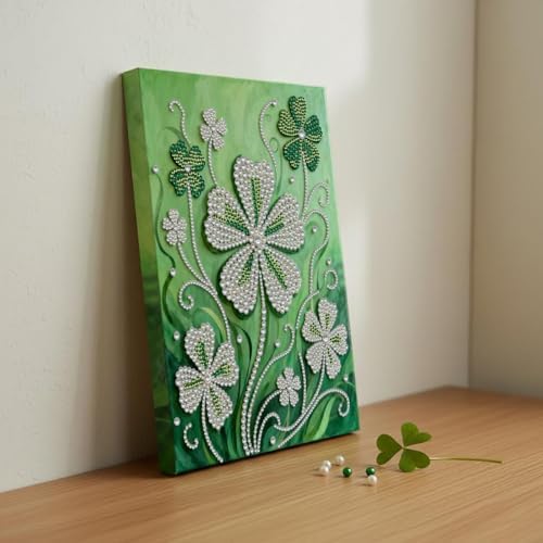 DIY Pearl Painting with Frame, Creative Design, Handmade Stress-Relieving Home Wall Decoration, Includes Frame and Tools-Four-Leaf Clover - Image 4