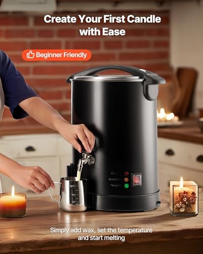 VEVOR 20Lbs Wax Melter for Candle Making, Fast and Even Heating, with Easy Pour Spout and Temperature Control, Hourglass Base for Non-Stick Smooth Flow, Wax Melting Pot for Making Candles Soaps - Image 2