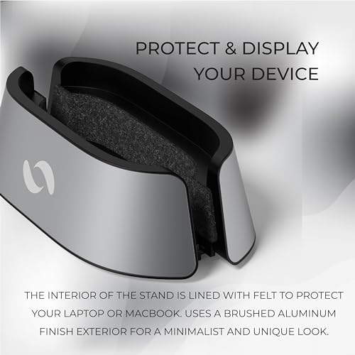 HumanCentric Vertical Laptop Stand in Space Grey Aluminum, Upright Adjustable Holder and Dock, Laptop Vertical Stand Fits MacBook Pro and Other Laptops .5" to 1.5", Clamshell Compatible - Image 4
