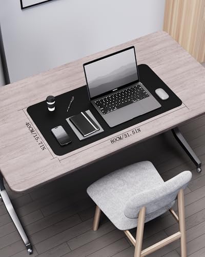 YSAGi Double-Sided Desk Pad, 31.5"x15.7"Leather Desk Mat, Eco Cork Desk Pad Protector,Large Mouse Pad,Waterproof Desk Blotter for Office/Home(Black) - Image 2