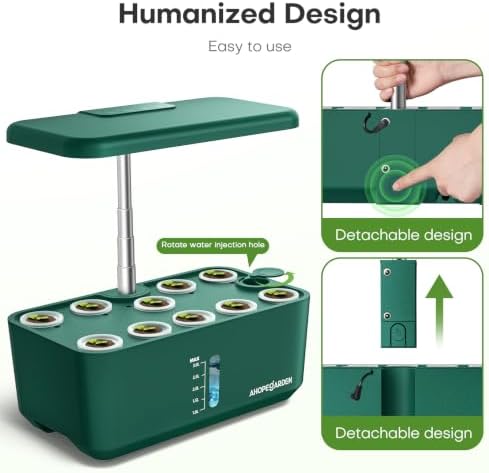 Ahopegarden Hydroponics Growing System: 10 Pods Indoor Herb Garden with LED - Image 6