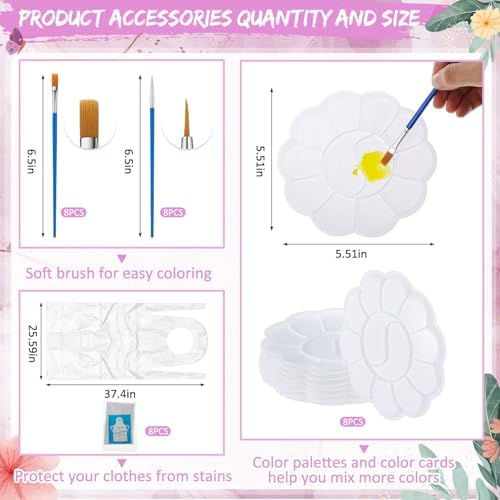 Tenceur 72 Pieces Pre Drawn Canvas Kit 8" x 10" Paint and Sip Kit for Adults Painting Party Pre Printed Canvas DIY Pre Stenciled Canvas with Paints Easels Aprons Brushes for Party Gifts(Black Girl) - Image 3