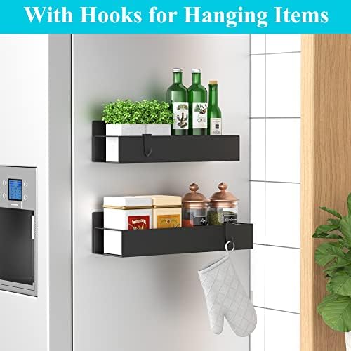 HuggieGems Metal Magnetic Spice Rack for Refrigerator2 Pack Black - Image 2