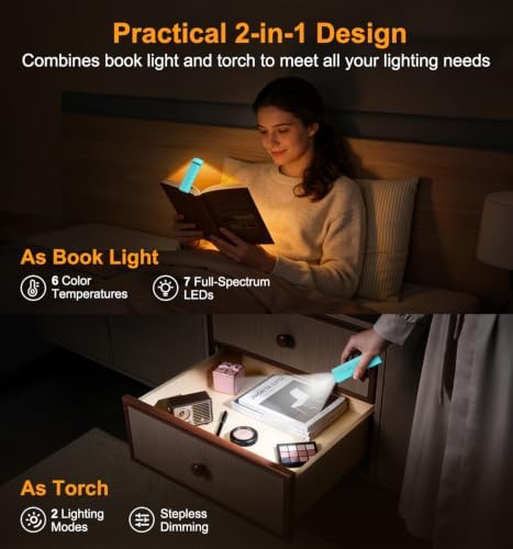 Gritin 2026 Gen 2 Rechargeable Book Light,2-in-1 Reading Light & Flashlight - Image 2