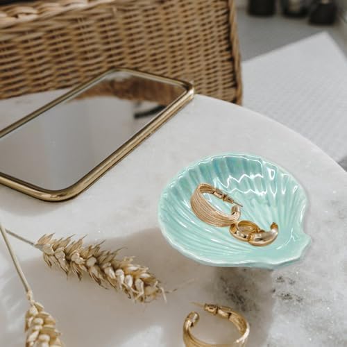 Ceramic Jewelry Tray Trinket Dish, Jewelry Dish for Women, Shell Ceramic Plate, Ring Dish Holder for Earrings Necklace Organizer, Mother's Day Christmas Birthday Gift - Image 6