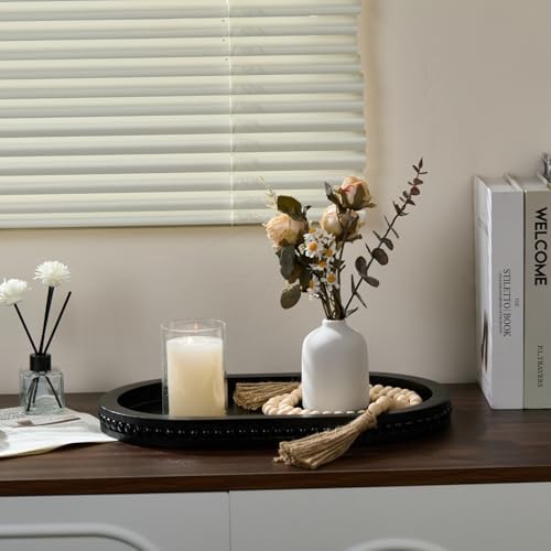 Decorative Oval Black Wood Tray for Coffee Table Home Decor - Image 6