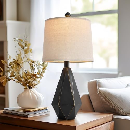 PoKat 20.25'' Table Lamps Set of 2, Bedside Lamp for nightstand, Small Farmhouse Lamps for Bedroom, Black Bedroom Lamps for Living Room, Nursery, Black, Suitable for Small Place - Image 5