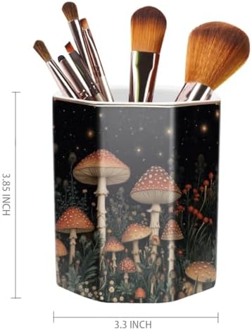 Ceramic Mushroom Pen Holder for Desk Cute Stand Gold Pencil Cup Pot Desk Organizer Makeup Brush Holder for Girls, Women, Unique Stationery for Office, Home, Colorful - Image 2