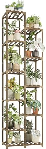 Bamworld Plant Stand Indoor Outdoor 11 Tier Tall Large Wood Plant Shelf by Bamworld