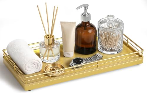 Bathroom Vanity Tray for Countertop, 12" x 6" Oak Wood Toilet Tank Tray by Focusonit