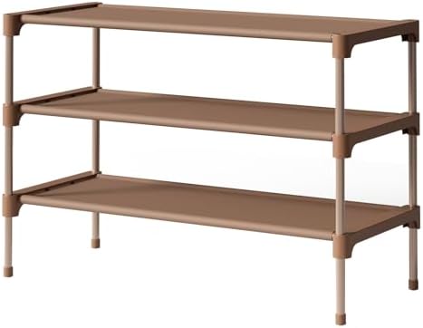 Kitsure Shoe Rack - Non-Woven Shoe Rack Shelf, 27.5" Wide - 3 Tier, Brown by Kitsure