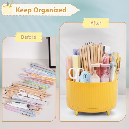 SKYDUE 360 Degree Rotating Desk Organizer, Dual-Purpose Pencil Pen Holder, Rotating Desk Pen Organizer with 5 Slots, Pencil Cup for Office, School, Home - Image 5