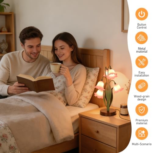 Flower Table Lamp for Bedroom, LED Cute Reading Light - Image 2