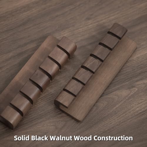 Black Walnut Wood 6‑Slot Cable Organizer,Cord Holder for Desk - Image 3
