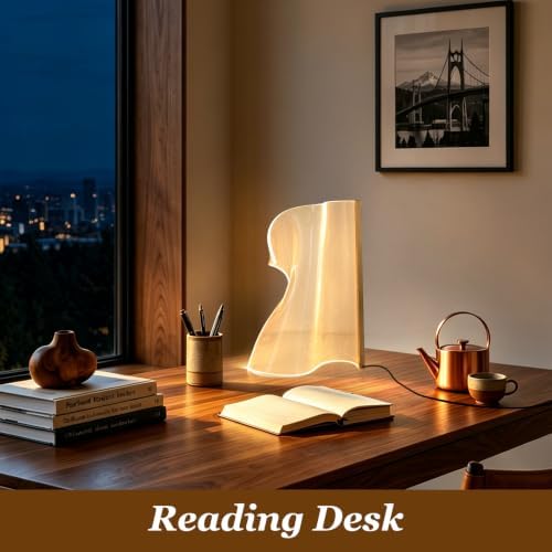 LED Small Table Lamp, Modern Minimalist Irregular Acrylic Nightstand Lamp, Warm Plug-in Desk Lamp for Bedroom Living Room Home Decor - Image 2