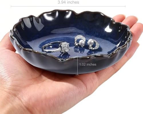 HOME SMILE Ceramic Jewelry Ring Dish Pastel Blue Ruffled |Trinket Tray for Rings, Earrings, Necklaces|Gifts for Women|Vanity Organizer & Bathroom Decor - Image 5