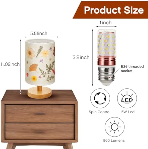 Hortsun Pressed Flower Vintage Table Lamp,DIY Style - Image 3