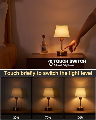 UMEXUS 2 Pack 9.8'' Small Cordless Table Lamp, Battery Operated Touch Lamps - Image 3
