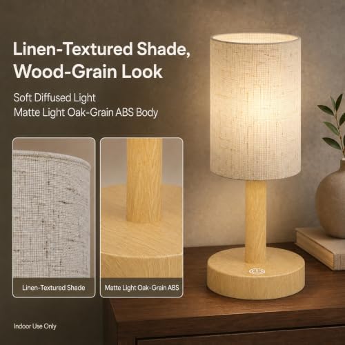Small Rechargeable Cordless Table Lamp, Nightstand to Desk, Light Oak - Image 5