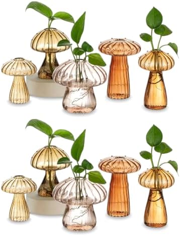 Hewory Plant Propagation Station: 10PCS Amber Mushroom Vase for Flower by Hewory