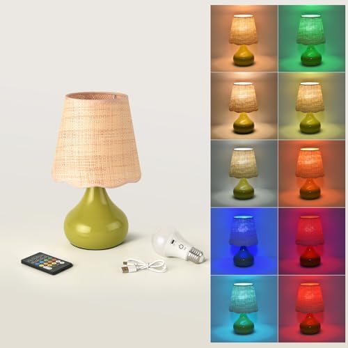 Ziqqeelam Cordless Table Lamp Rechargeable, Green Mini Cute Table Lamp for Nightstand, Battery Operated Small Table Lamp for Small Spaces for Kitchen Counter, Bookshelf, Bedside, Bedroom, Living Room by Unknown