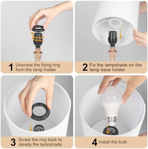 Dimmable Small Table Lamp, Bedside Lamps Touch Control for Bedrooms Nightstand with Wood Grain Base, Desk Lamp Night Light for Office Living Room, 9W 3000K LED Bulb Included - Image 5