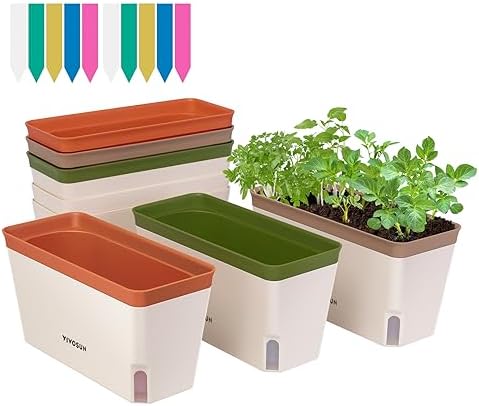 VIVOSUN Self-Watering Planters, 6-Pack 10.5 in Window Herb Planter Box by VIVOSUN