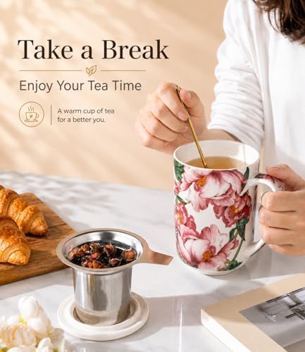 AmorArc Tea Cup With Infuser and Lid, 18oz Loose Leaf Tea Mug With Steeper - Image 6
